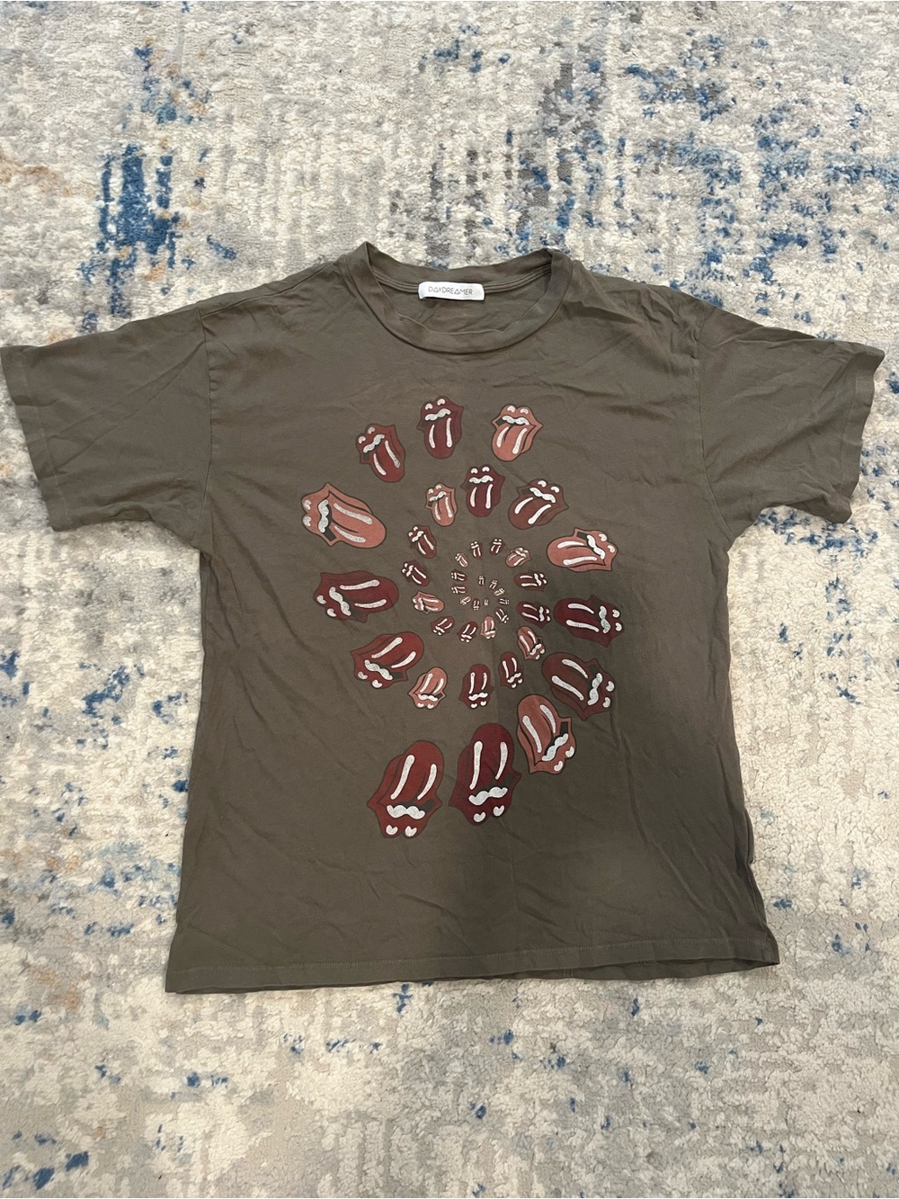 Day Dreamer Rolling Stones Brown Spiral Tee